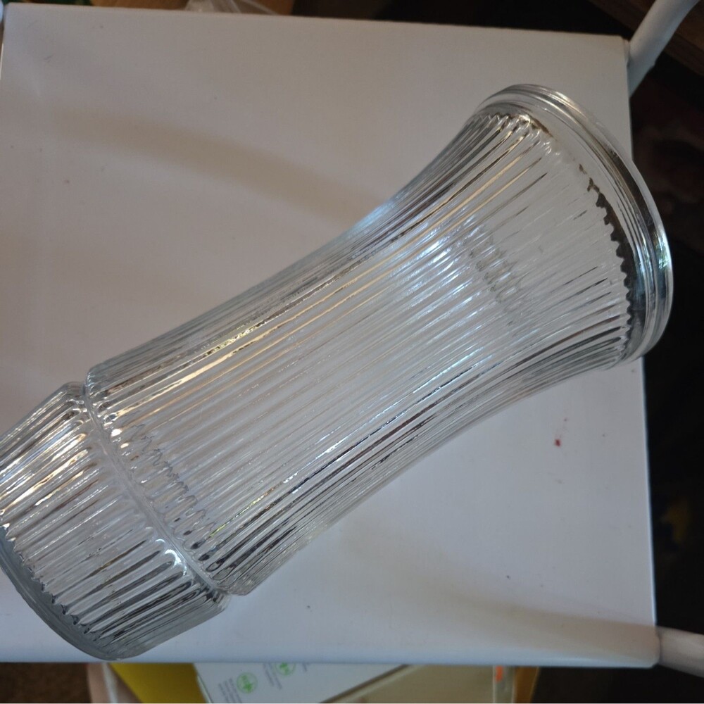 Vtg Hoosier Glass Vase Clear Ribbed Stripe 4088-B USA